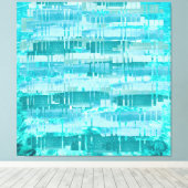 Aqua Layered Ocean Abstract – Modern Turquoise  Canvas Afdruk (Insitu (Houten vloer))