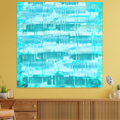Aqua Layered Ocean Abstract – Modern Turquoise  Canvas Afdruk (Insitu (Woonkamer))