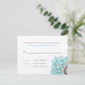 Aqua Leaves Brown Tree Monogram Response Kaart (Staand voorkant)