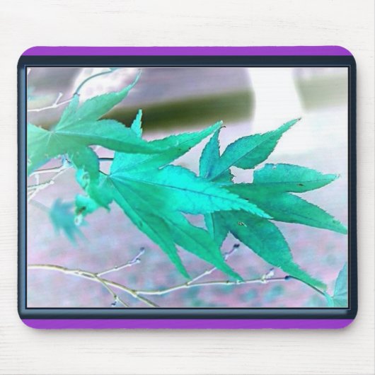 Aqua Leaves - Mousepad Muismat (Voorkant)