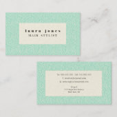 Aqua Leaves Pattern Hair Stylist Sjabloon Visitekaartje (Voorkant / Achterkant)