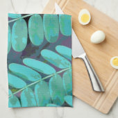 Aqua Leaves Theedoek (Quarter Fold)