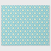 Aqua Lemon Diamonds Ikat Pattern Cadeaupapier (Vlak)