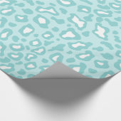 Aqua Leopard-inpakpapier Cadeaupapier (Hoek)