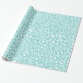 Aqua Leopard-inpakpapier Cadeaupapier (Uitgerold)