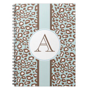 Aqua Leopard Monogram Journal Notitieboek Cadeau