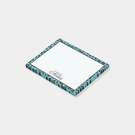 Aqua Leopard Print Post-it® Notes (Schuin)