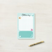 Aqua Leuke Harten Sterren Vlinders Naam toevoegen Post-it® Notes (Op bureau)