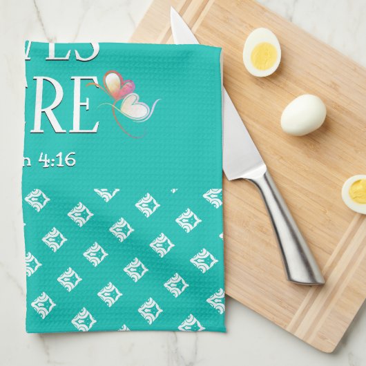 Aqua | LEVENDE LEVENS HIER | Stijlvol  Theedoek (Quarter Fold)