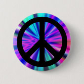 Aqua lichtshow met vredesteken ronde button 5,7 cm (Voorkant)