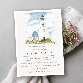 Aqua Lighthouse Mountain Rehearsal Dinner Invite Bedankkaart