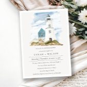 Aqua Lighthouse Mountains Couples Shower Invite Bedankkaart