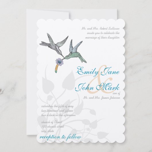 Aqua Lila koraal - Uitnodiging tot bruiloft (Voorkant)