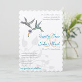 Aqua Lila koraal - Uitnodiging tot bruiloft (Staand voorkant)