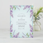Aqua Lila Wisteria Bruiloft Kaart (Staand voorkant)