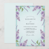 Aqua Lila Wisteria Bruiloft Kaart (Voorkant / Achterkant)