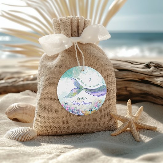 Aqua Lilac Mermaid Tail Coastal Charm Bedankjes Labels