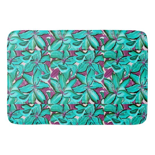 Aqua Lilies Bath Mat (Voorkant)
