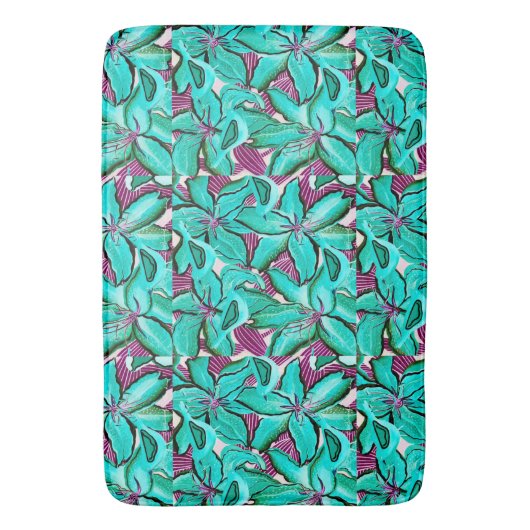 Aqua Lilies Bath Mat (Voorkant Verticaal)
