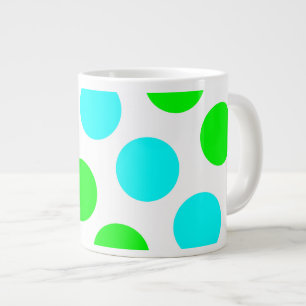 Aqua Lime en Witte Stippen Grote Koffiekop