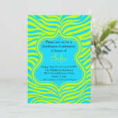 Aqua & Lime Green Zebra Invitation Kaart (Staand voorkant)