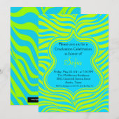 Aqua & Lime Green Zebra Invitation Kaart (Voorkant / Achterkant)