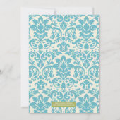 AQUA & LIMOEN DAMASK | AFBEELDINGSINVITATIE KAART (Achterkant)