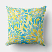 Aqua Limoen en Geel Moderne Bloem Pillow Buitenkussen (Voorkant)