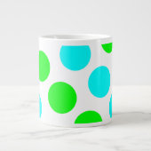 Aqua Limoen en witte polka stippen Grote Koffiekop (Voorkant)