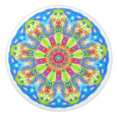 Aqua Limoen Mandala Boho Keramische Knop (Voorkant)
