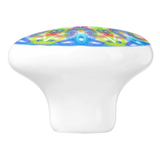 Aqua Limoen Mandala Boho Keramische Knop (Zijkant)