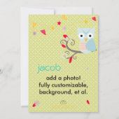 Aqua/Limoen Owl Aangepaste verjaardag Kaart (Achterkant)