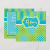 Aqua, Limoen Polka Dot Zestiende verjaardag Uitnod Kaart (Voorkant / Achterkant)