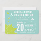 Aqua Limoen Succulent ModernTypography Wedding Kaart (Voorkant)