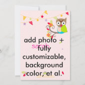 Aqua/Limoen Uil Gepersonaliseerd Verjaardagsfeest Kaart (Achterkant)