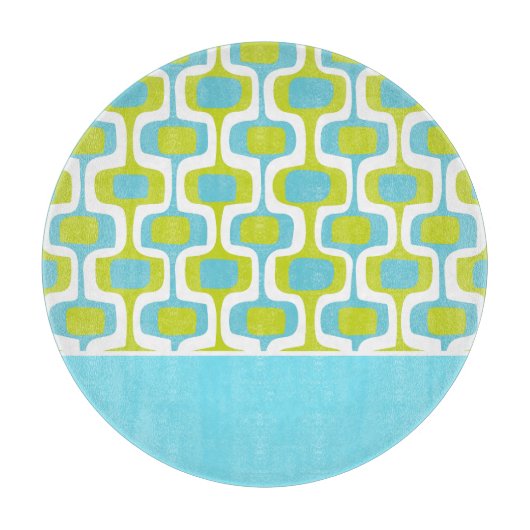 Aqua Limoen White Mid Century Mod Retro Patter Snijplank (Voorkant)