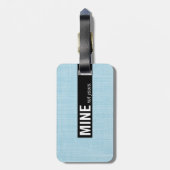 Aqua linnen-textuur mijn niet van jou Bagagelabels (Achterkant verticaal)