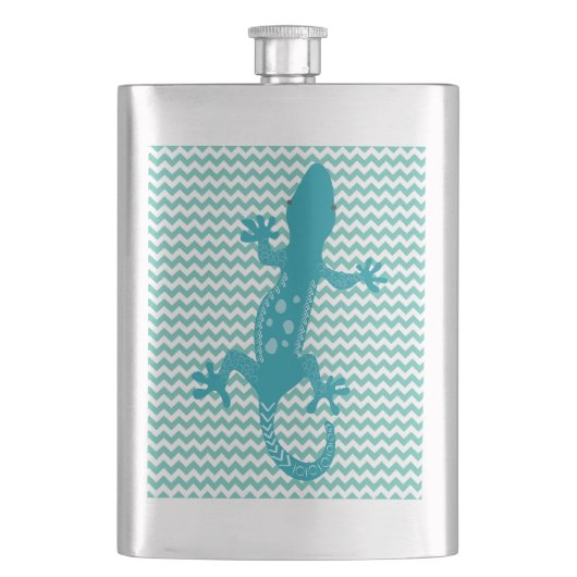 Aqua Lizard Aqua White Chevron Stripe Kolf Flacon (Voorkant)