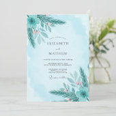 Aqua Loof Sage Huwelijk Kaart (Staand voorkant)