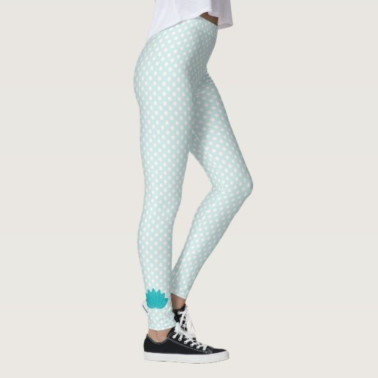 Aqua Lotus Polka Dot Yoga Leggings (Rechts)