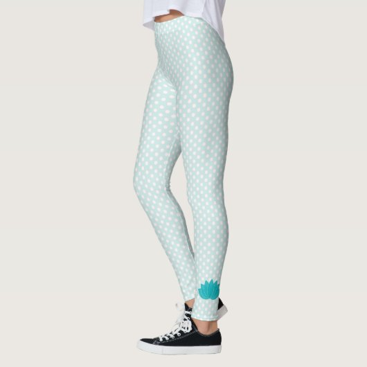 Aqua Lotus Polka Dot Yoga Leggings (Links)