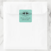 Aqua Love Bird Swirls Wedding Stickers (Tas)