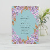 Aqua Maagdenpalm Hydrangea Eucalyptus Bruiloft Kaart (Staand voorkant)