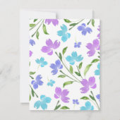 Aqua, maagdenpalm, Paarse Waterverf bloemstelen Kaart (Achterkant)