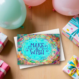 Aqua Maak een wens Happy Birthday Girly Kaart