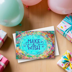 Aqua Maak een wens Happy Birthday Girly Kaart