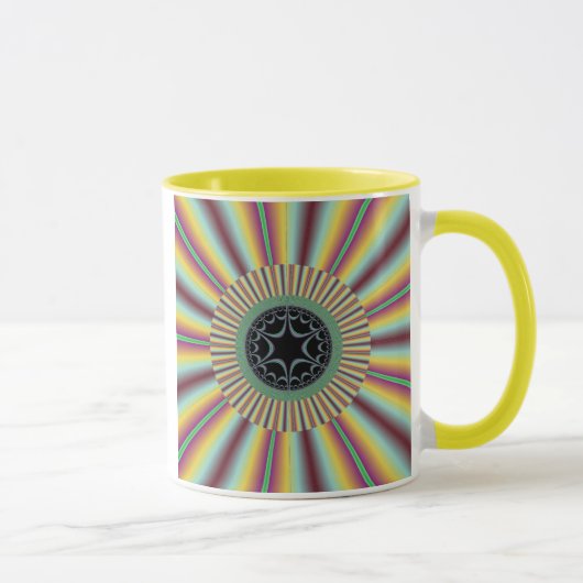 Aqua Magenta Sunburst Fractal Mok (Rechts)