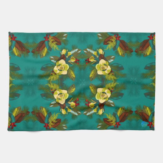 Aqua Magnolia Winter Kitchen Towel Theedoek (Horizontaal)