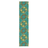 Aqua Magnolia Winter Table Runner Korte Tafelloper (Voorkant)