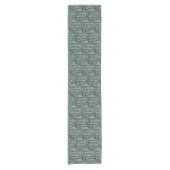 Aqua Mahonie Waterverf Patroon Tafelloper (Voorkant)
